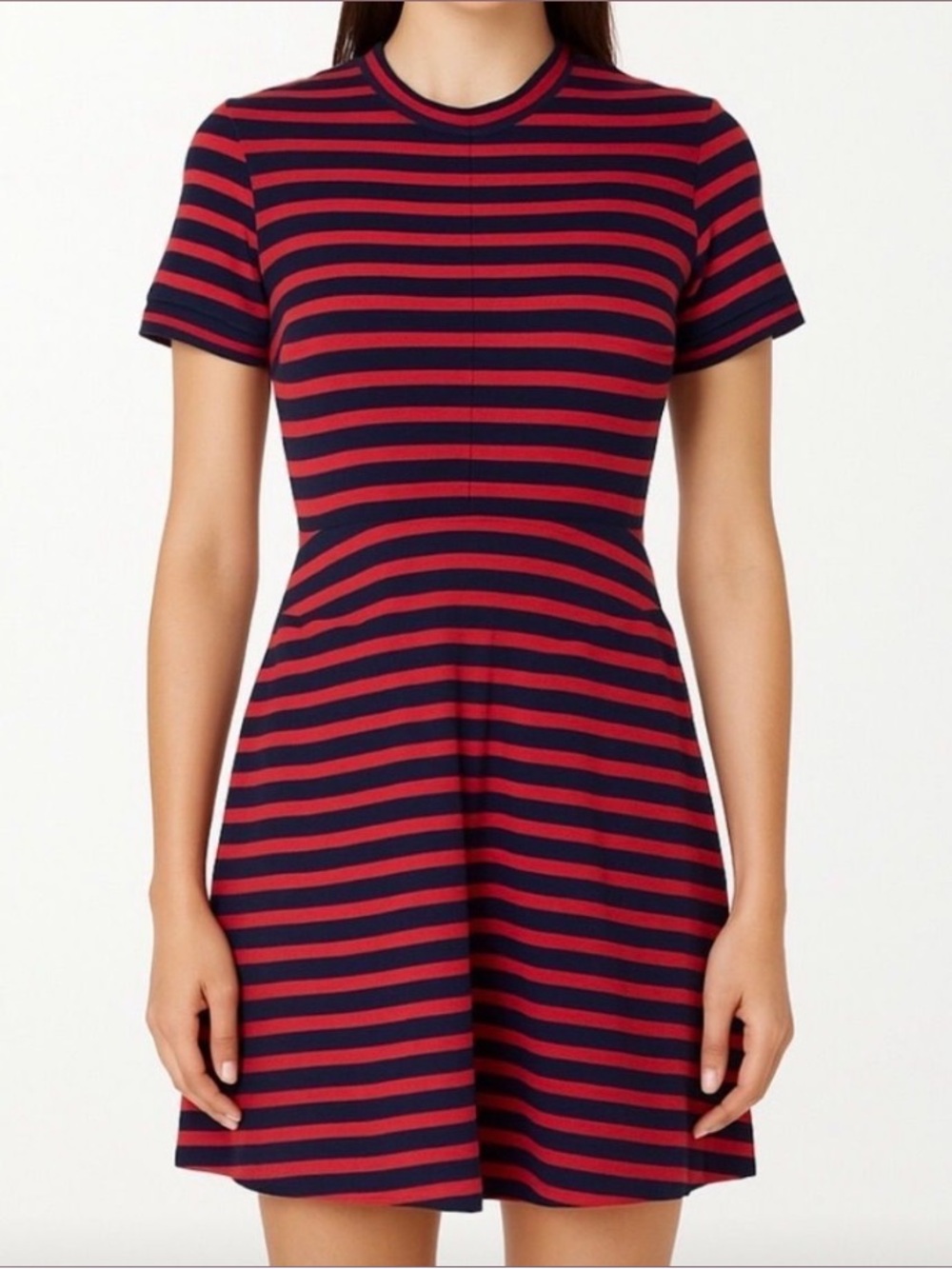 Derek Lam 10 Crosby Striped Varsity Knit Dress Small Red Navy